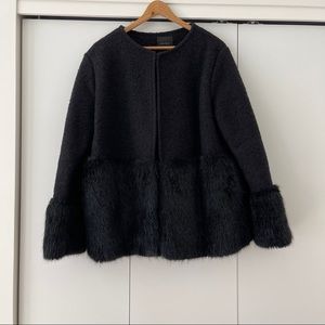 [Dholic] faux fur trim jacket in Black
